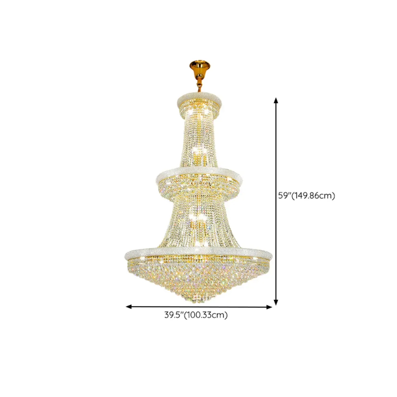 Gold Luxury Crystalline Crystal Tiered Large Chandelier Image - 11