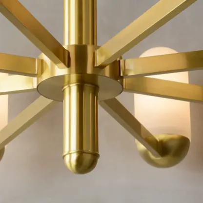 Gold Cylinder Metal Modern Linear Branching Chandelier Image - 11