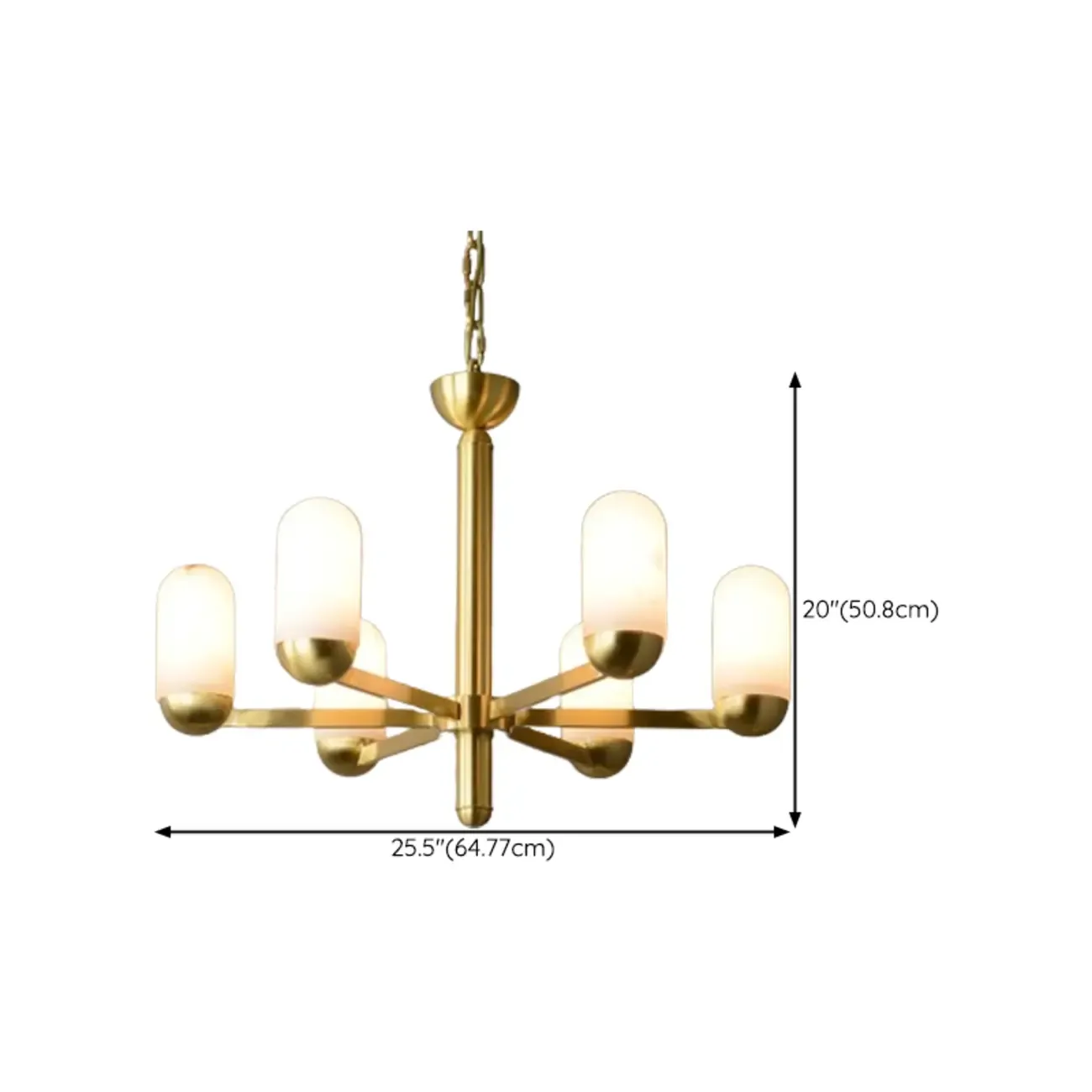 Gold Cylinder Metal Modern Linear Branching Chandelier #size