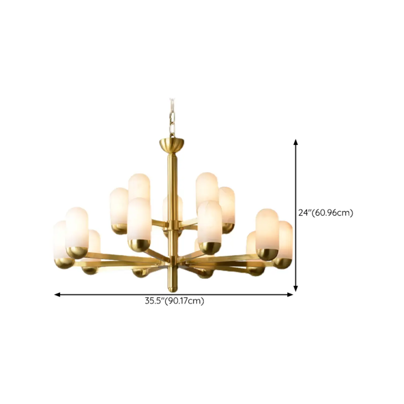 Gold Cylinder Metal Modern Linear Branching Chandelier Image - 15 | homeyfad