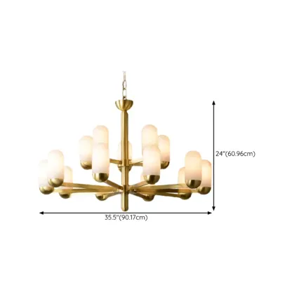 Gold Cylinder Metal Modern Linear Branching Chandelier Image - 15