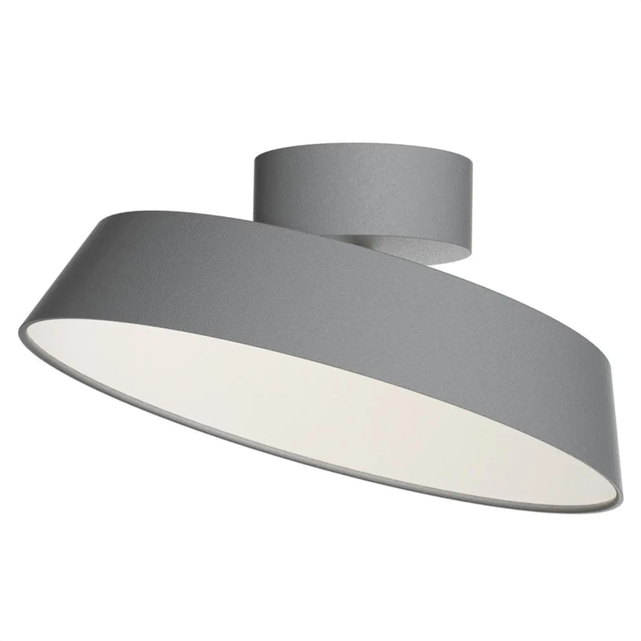 Modern Gray Drum Metal Semi Flush Ceiling Light 3-Gear Dimming Image - 5 | homeyfad