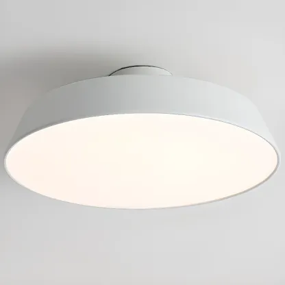 Modern Gray Drum Metal Semi Flush Ceiling Light 3-Gear Dimming Image - 13