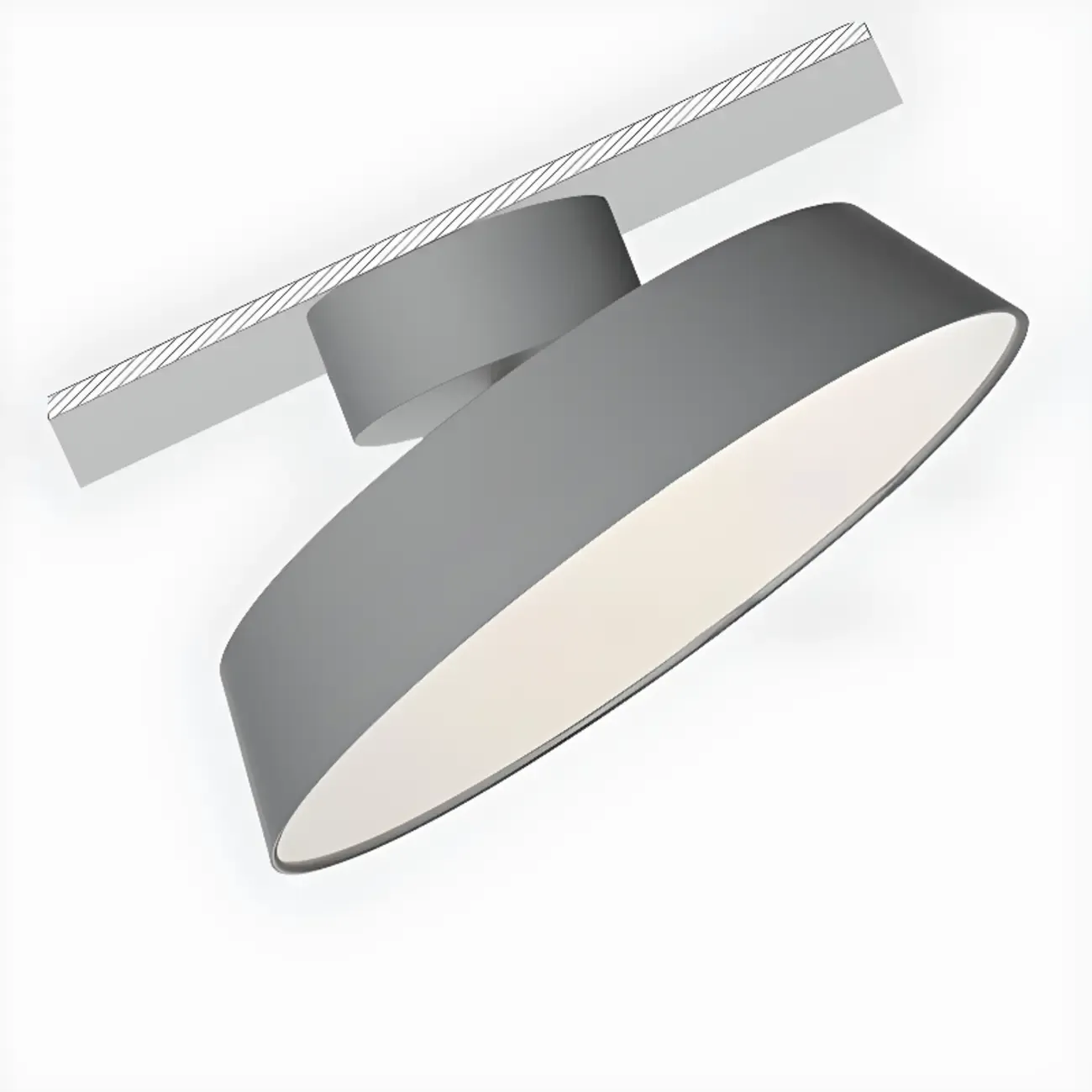 Modern Gray Drum Metal Semi Flush Ceiling Light 3-Gear Dimming Image - 18