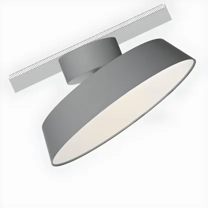 Modern Gray Drum Metal Semi Flush Ceiling Light 3-Gear Dimming Image - 18