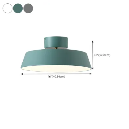 Modern Gray Drum Metal Semi Flush Ceiling Light 3-Gear Dimming Image - 20