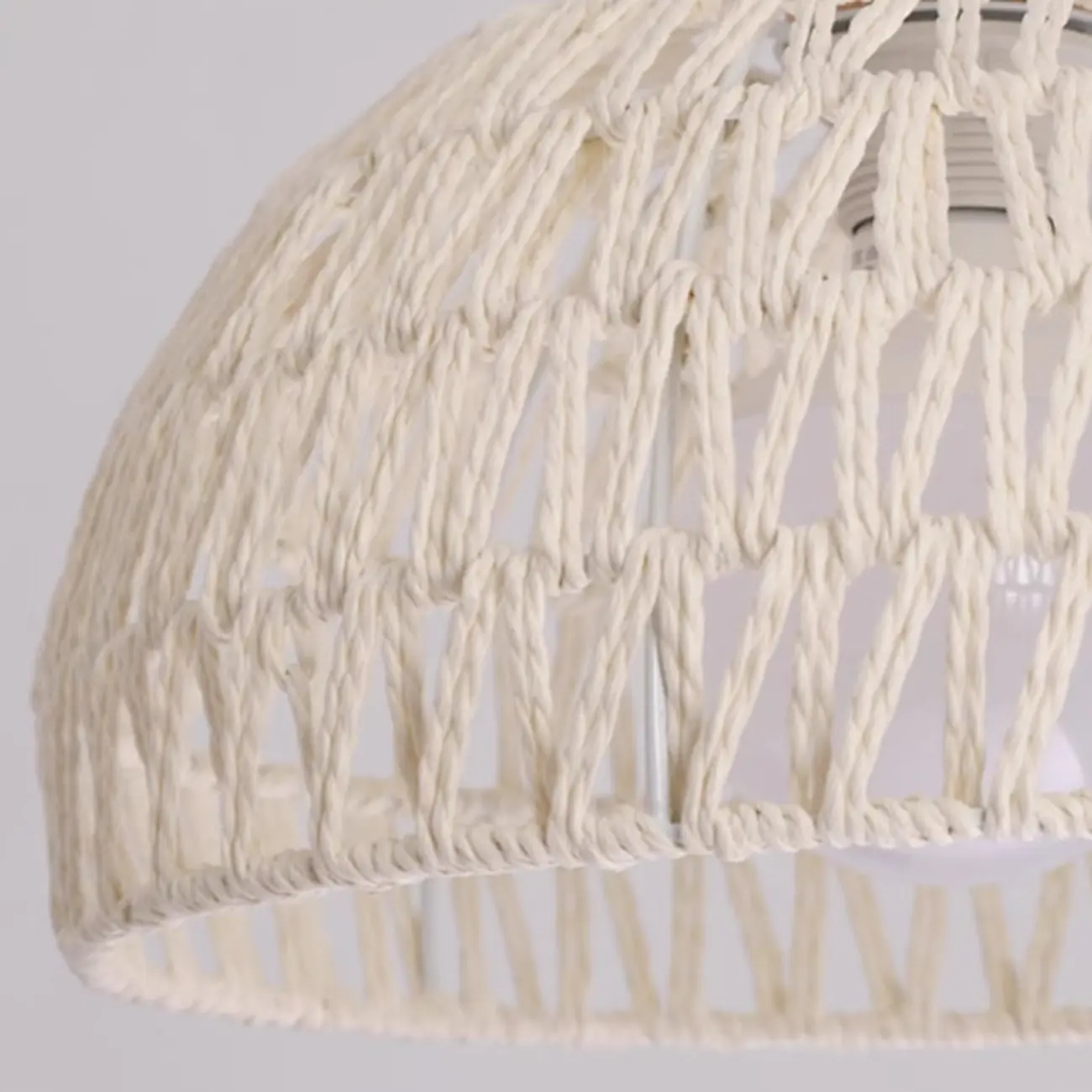 Oriental White Semi-Flush Ceiling Light with Natural Finish | homeyfad