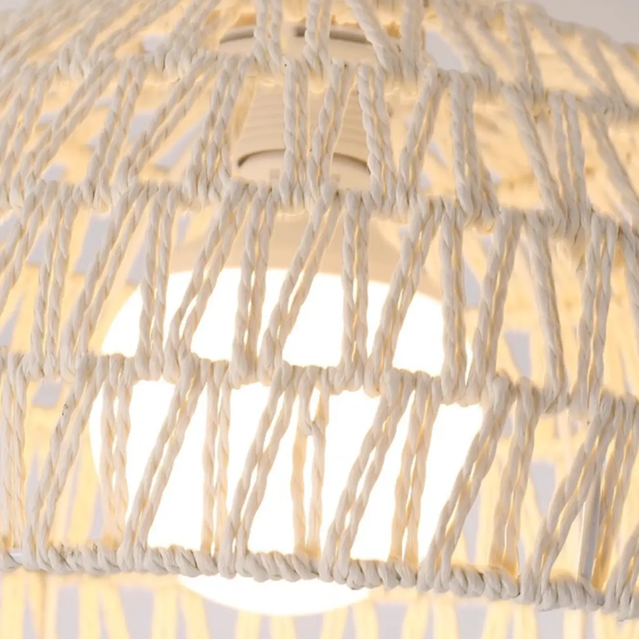 Oriental White Semi-Flush Ceiling Light with Natural Finish | homeyfad