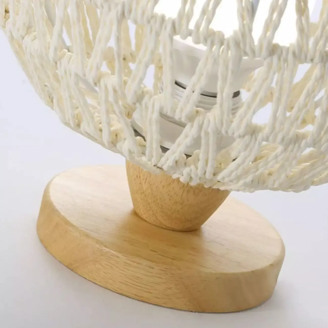 Oriental White Semi-Flush Ceiling Light with Natural Finish