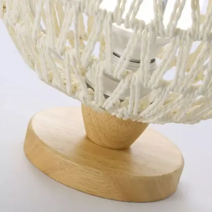 Oriental White Semi-Flush Ceiling Light with Natural Finish