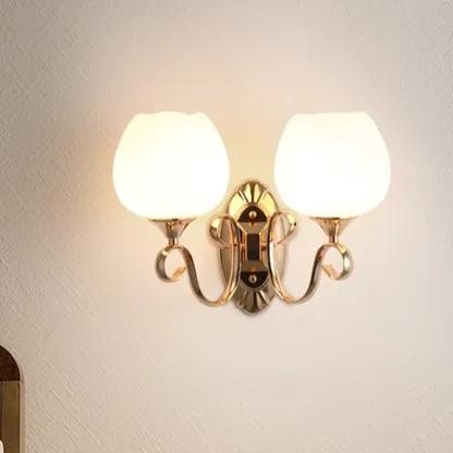 Modern Vintage Cast Iron Wall Light with Glass Shades Image - 4