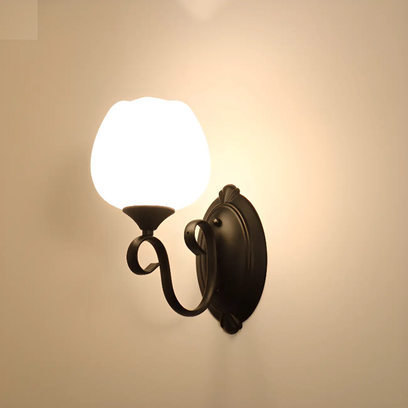 Modern Vintage Cast Iron Wall Light with Glass Shades Image - 5 | homeyfad