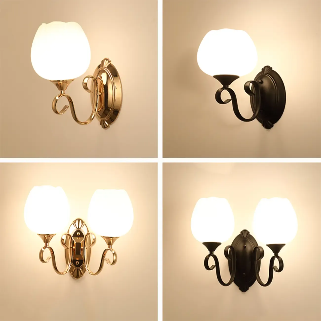 Modern Vintage Cast Iron Wall Light with Glass Shades Image - 12