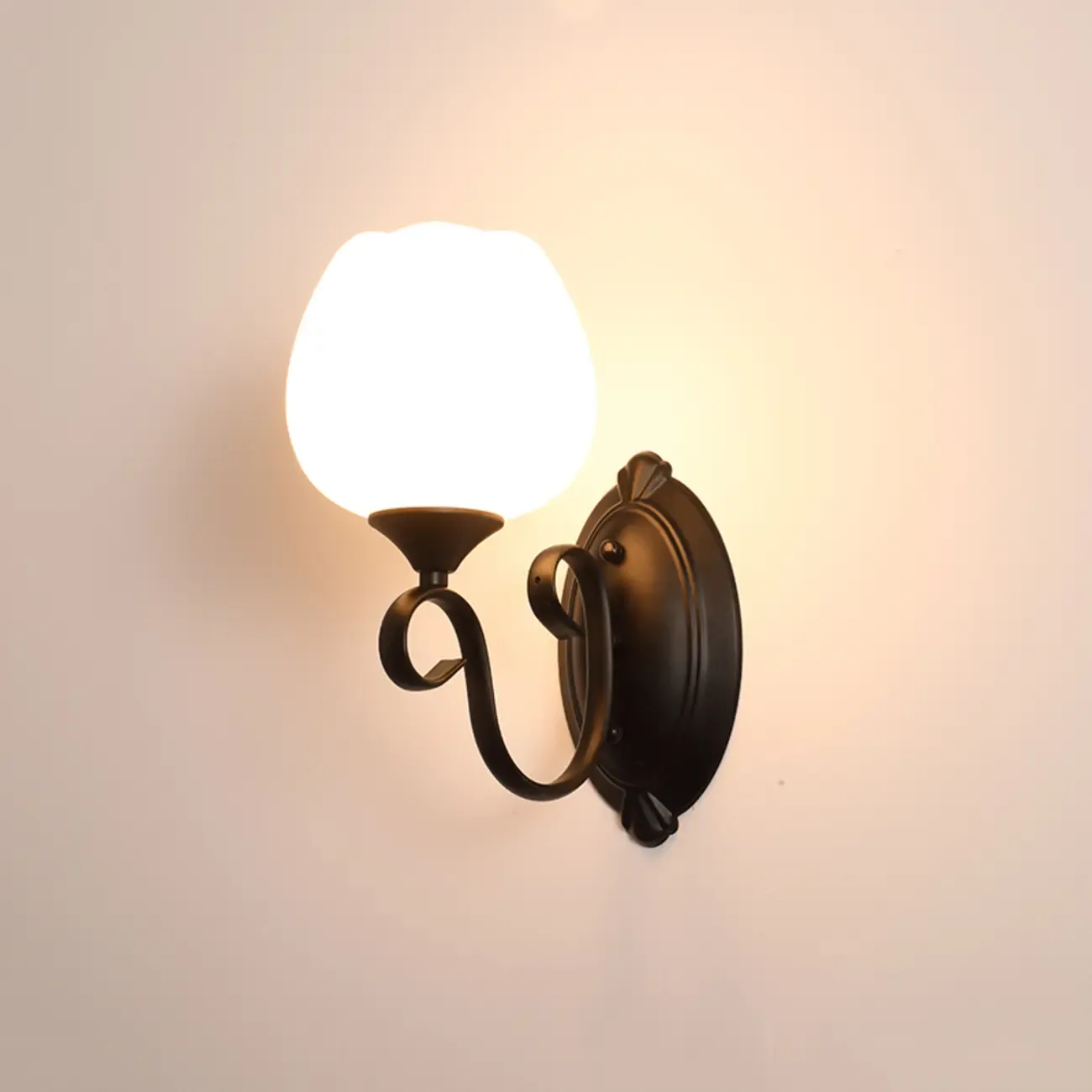 Modern Vintage Cast Iron Wall Light with Glass Shades Image - 15