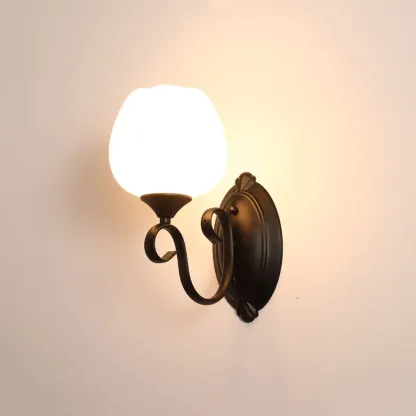 Modern Vintage Cast Iron Wall Light with Glass Shades Image - 15