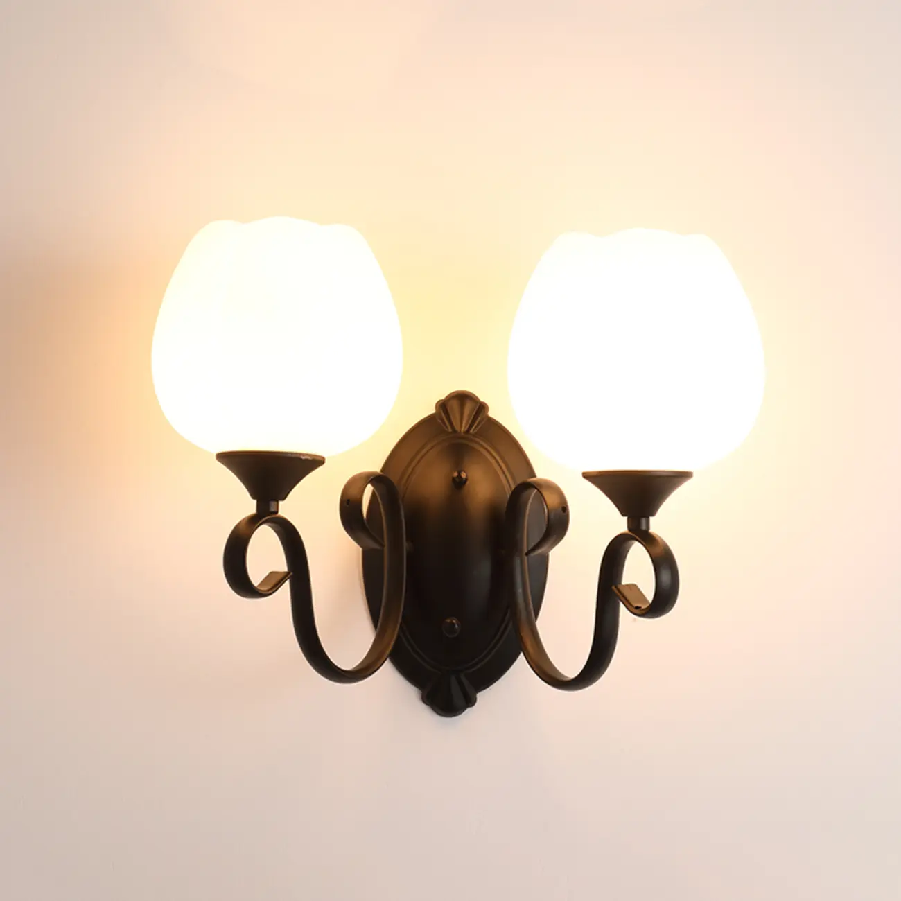 Modern Vintage Cast Iron Wall Light with Glass Shades Image - 16 | homeyfad