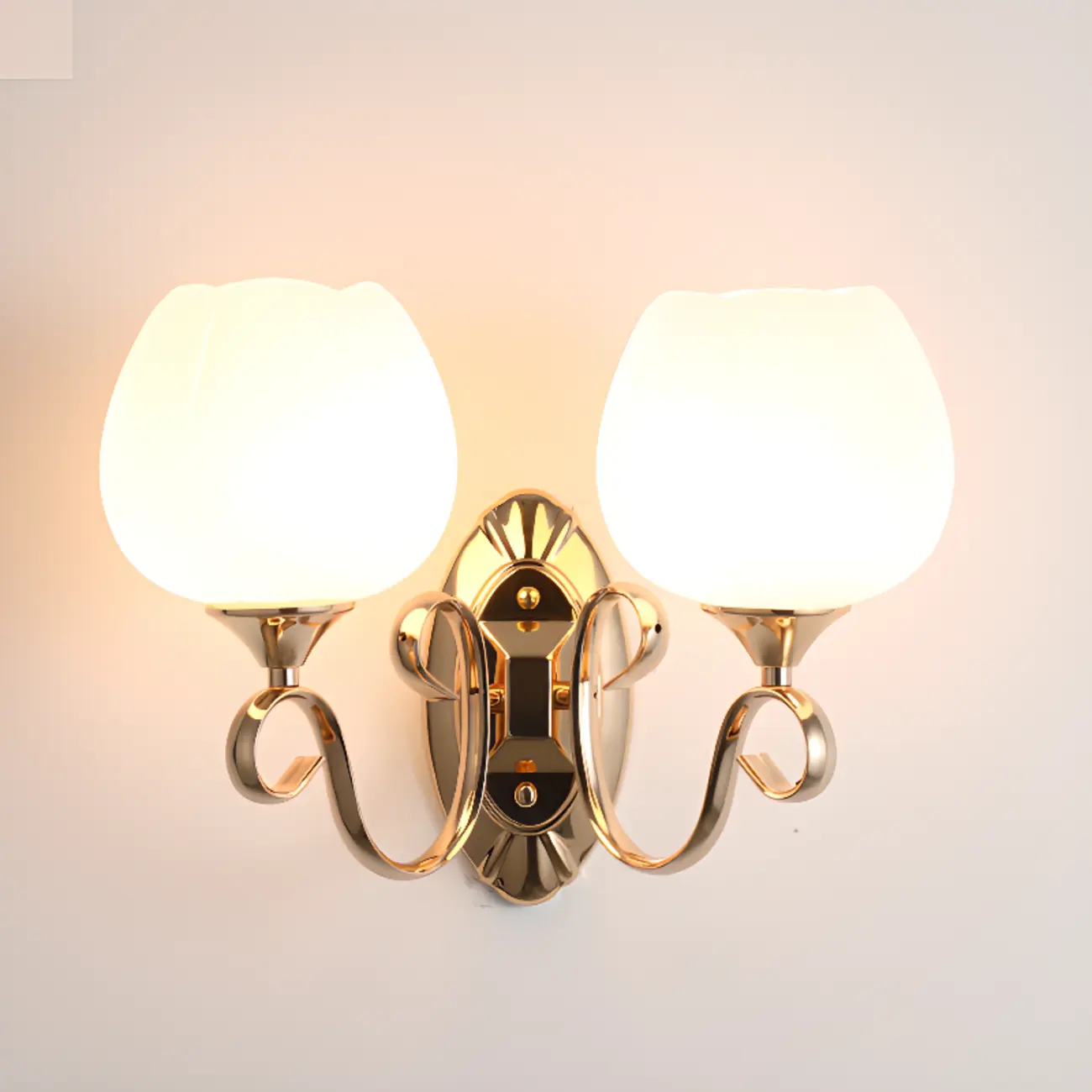 Modern Vintage Cast Iron Wall Light with Glass Shades Image - 18 | homeyfad