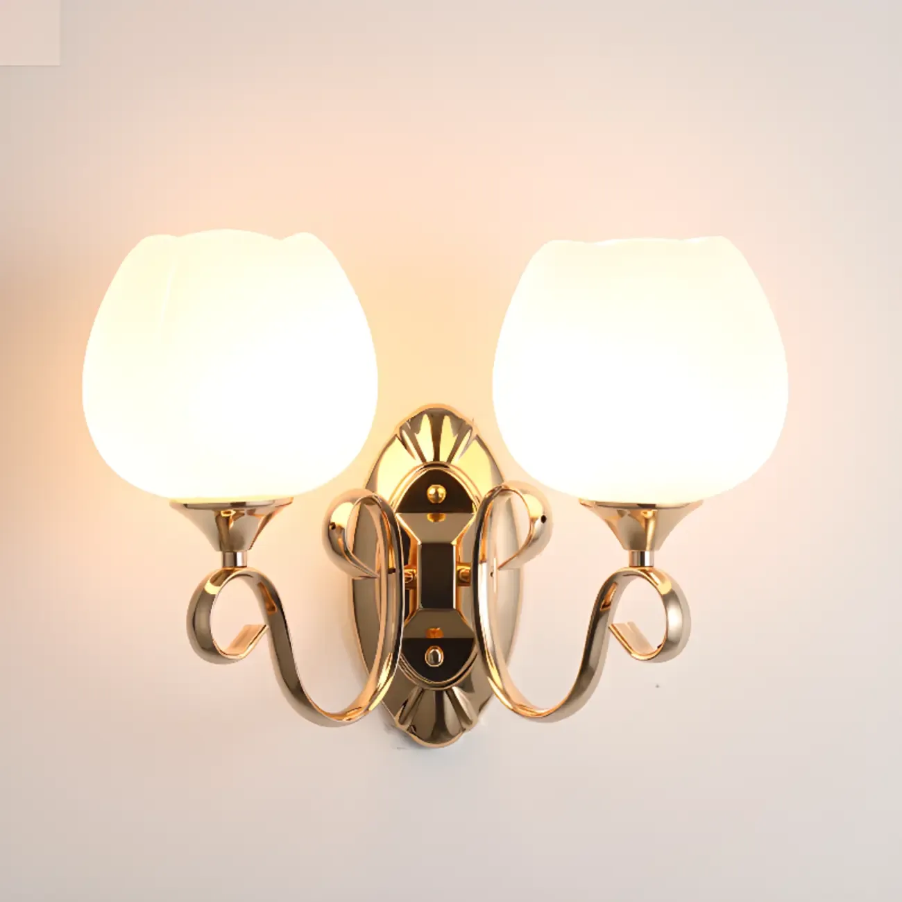 Modern Vintage Cast Iron Wall Light with Glass Shades Image - 18