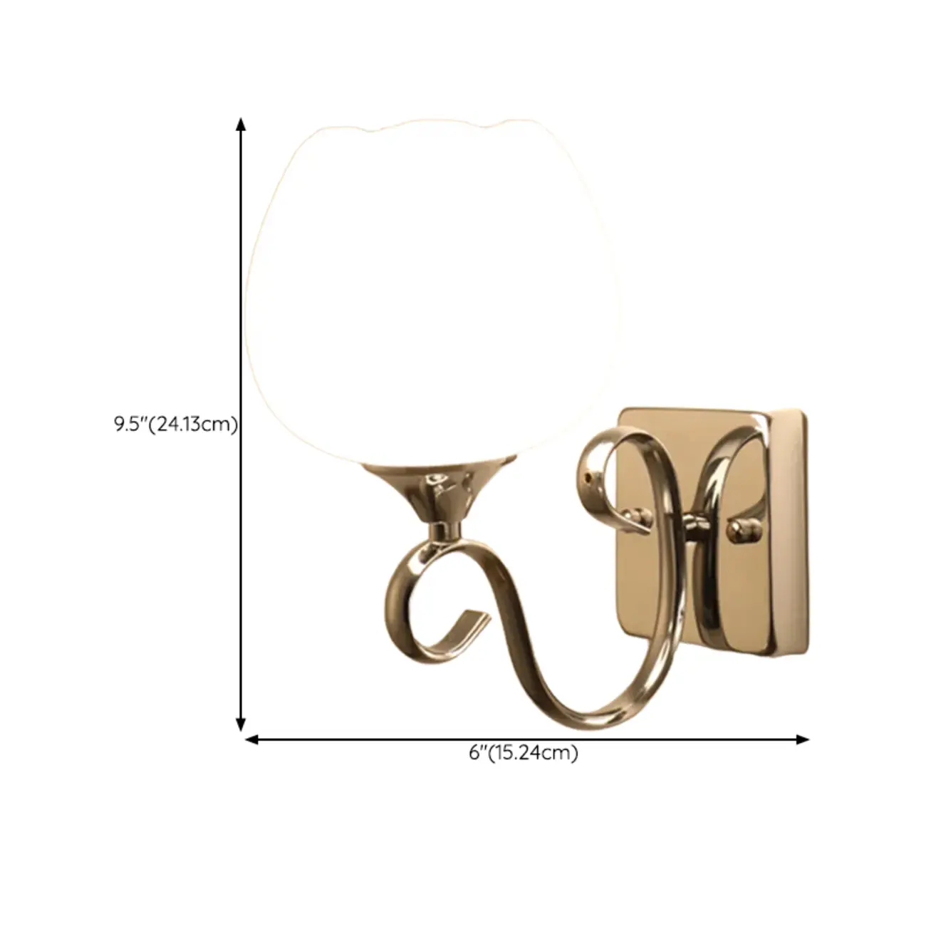 1/2 Light White Wall Sconce with Glass Shade for Living Room #size