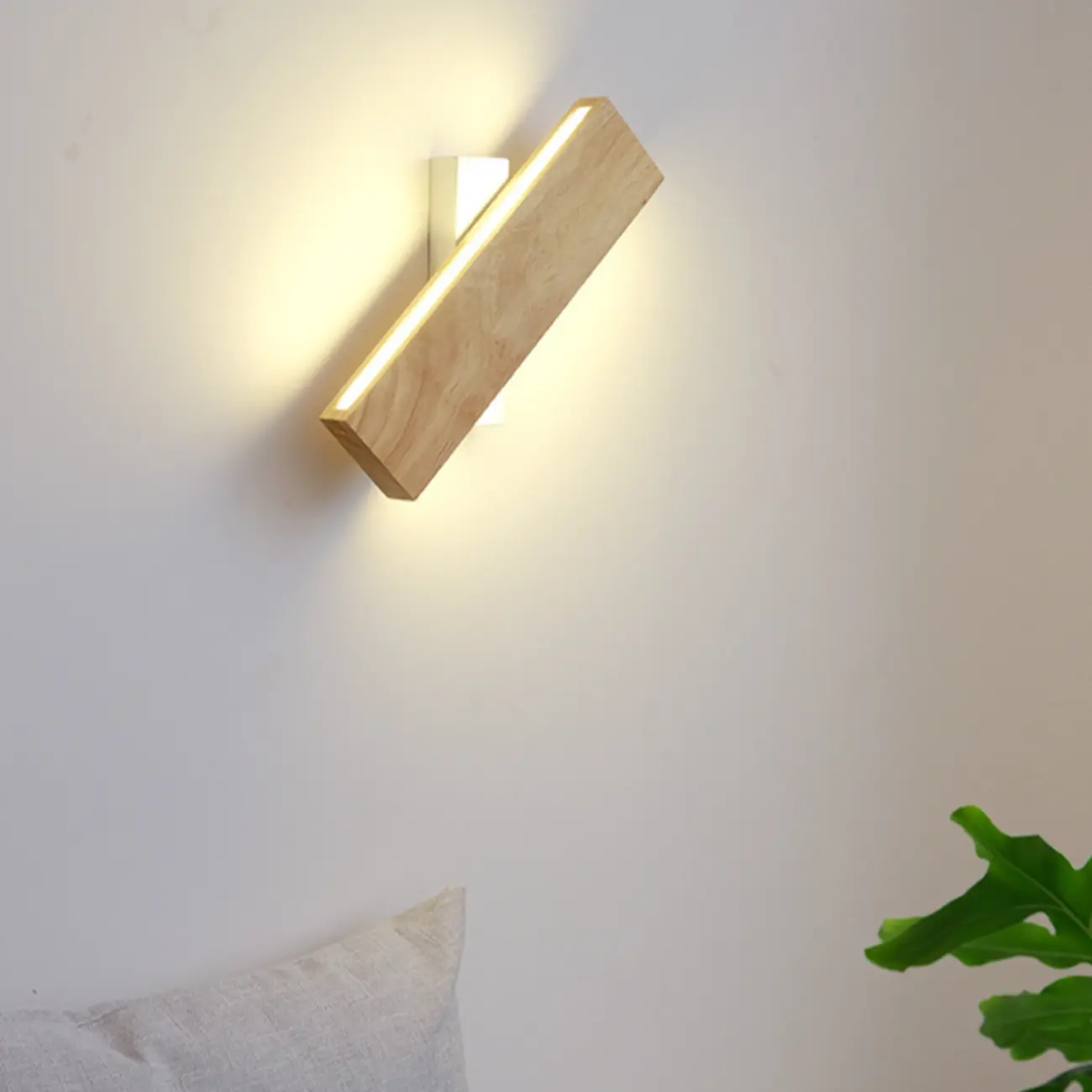 Modern Wood Wall Light with Polymer Shade for Living Room Image - 2 | homeyfad