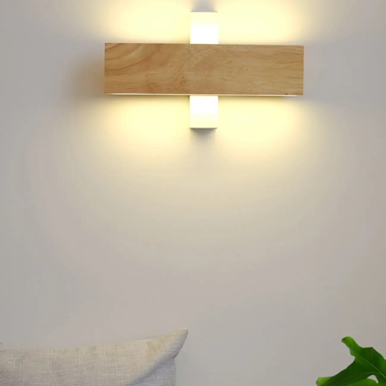 Modern Wood Wall Light with Polymer Shade for Living Room Image - 17 | homeyfad