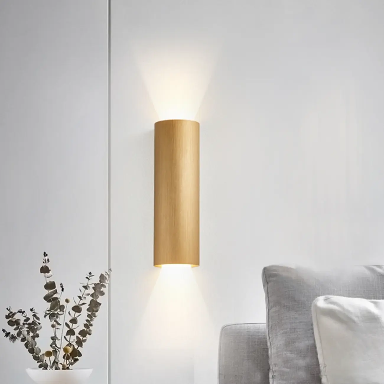 Modern Cylinder Metal Wall Sconce with Clear Up Down Shade Image - 4 | homeyfad