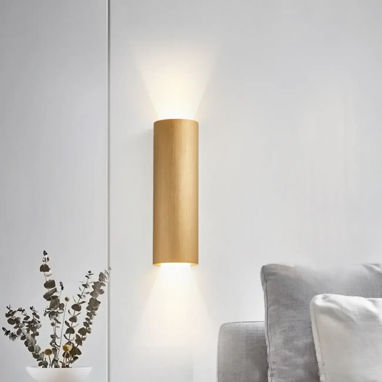 Modern Cylinder Metal Wall Sconce with Clear Up Down Shade Image - 4