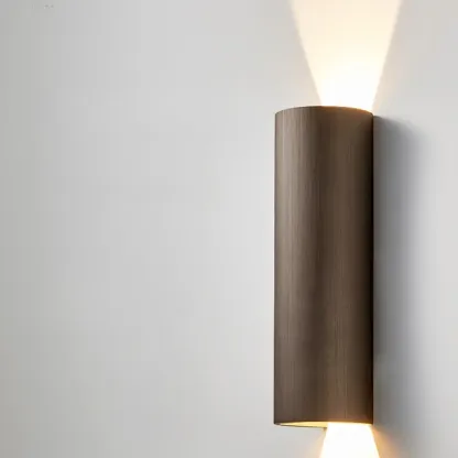 Modern Cylinder Metal Wall Sconce with Clear Up Down Shade Image - 10