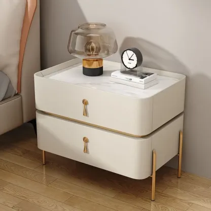 Modern Bedside Table with Sintered Stone Top Image - 1