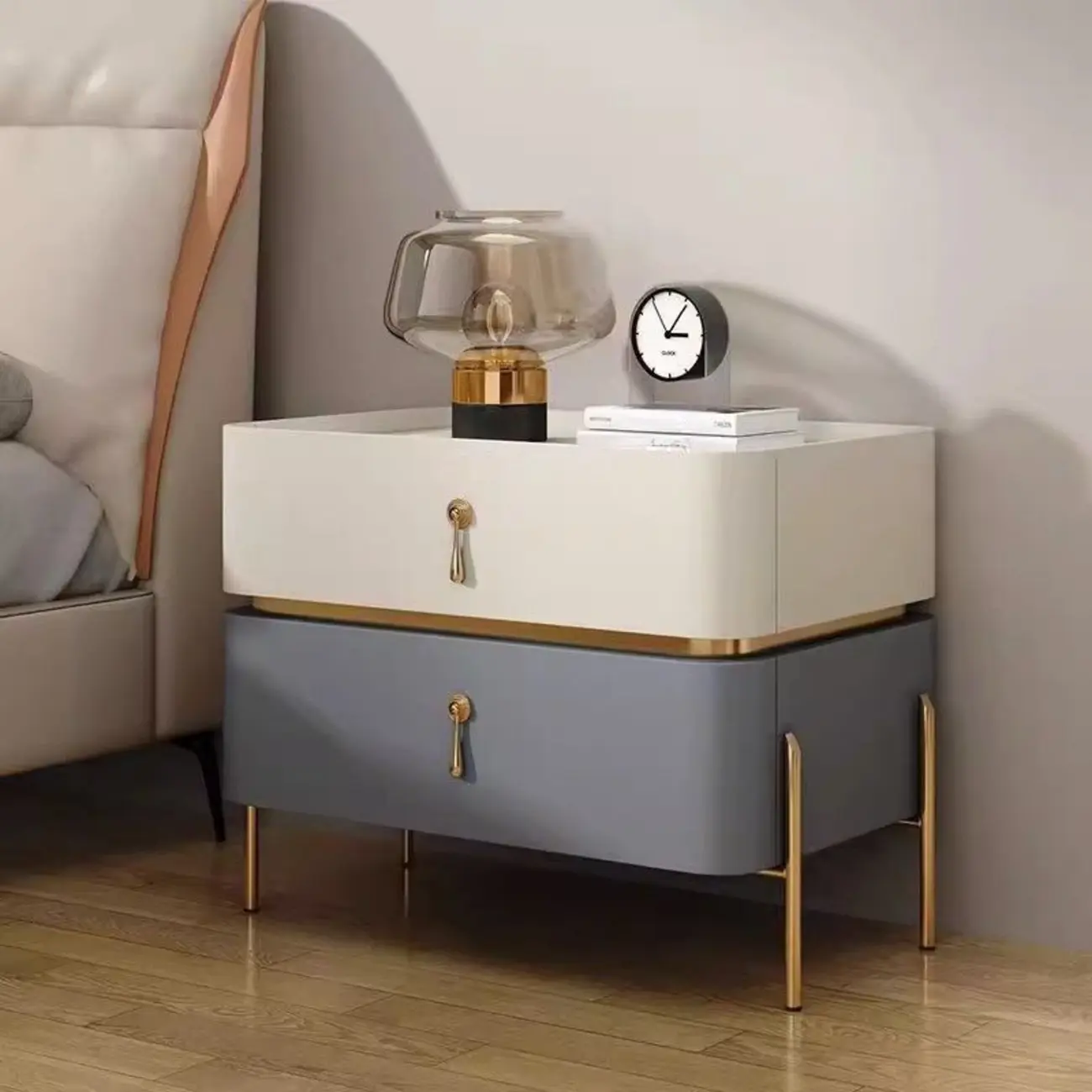 Modern Bedside Table with Sintered Stone Top Image - 2 | homeyfad