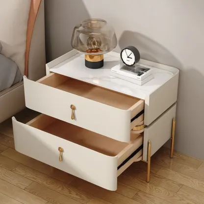 Modern Bedside Table with Sintered Stone Top Image - 6