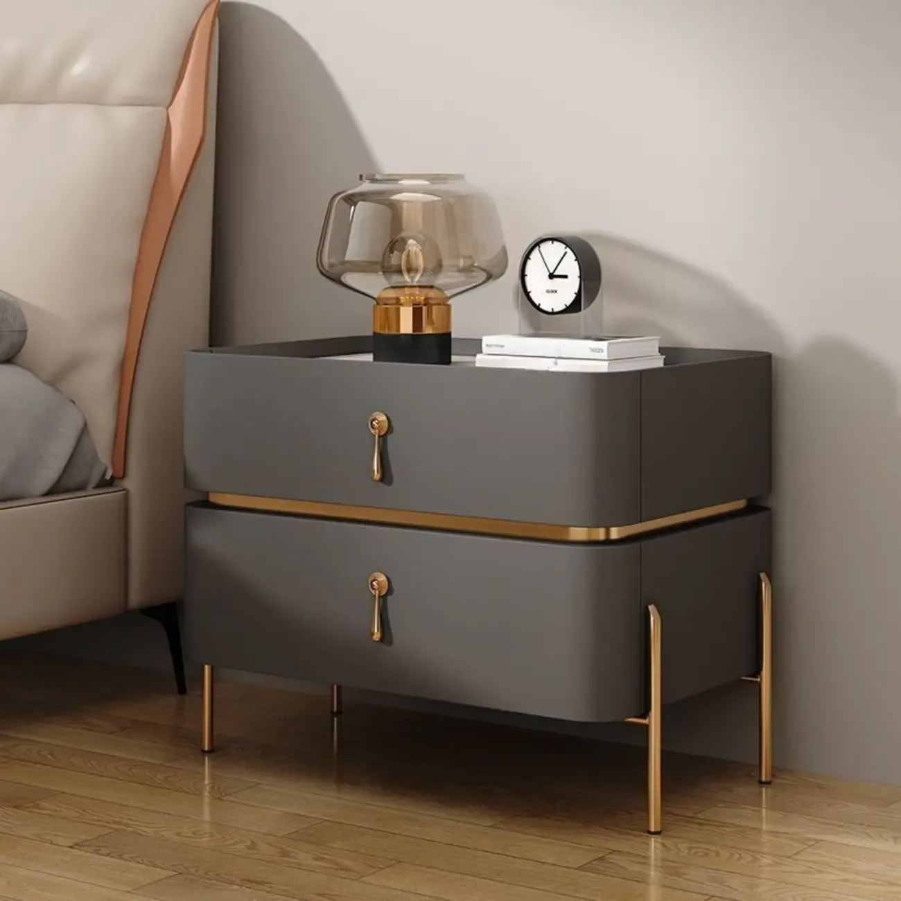 Modern Bedside Table with Sintered Stone Top Image - 3