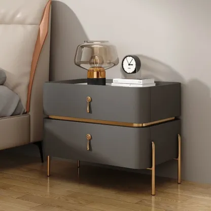 Modern Bedside Table with Sintered Stone Top Image - 3