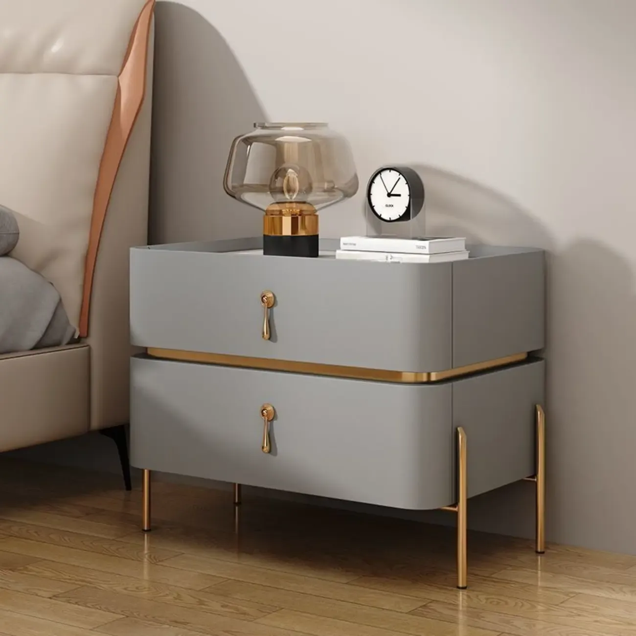 Modern Bedside Table with Sintered Stone Top Image - 4