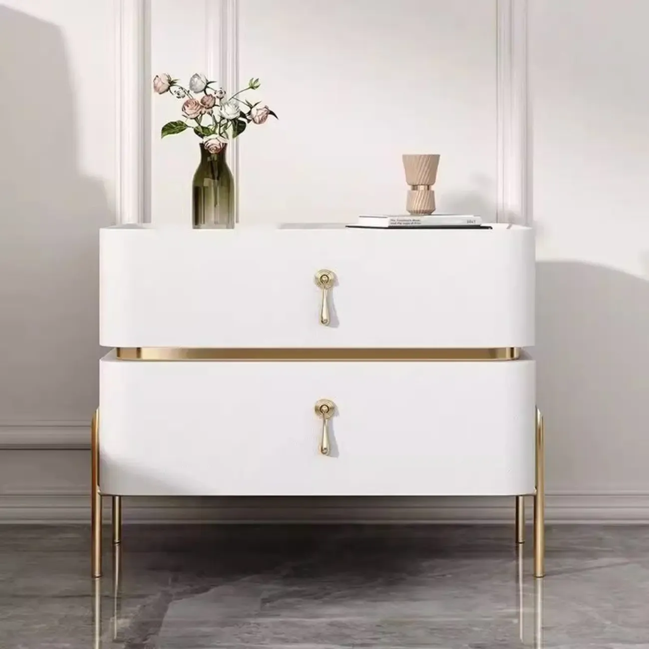 Modern Bedside Table with Sintered Stone Top Image - 12