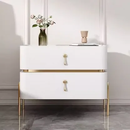 Modern Bedside Table with Sintered Stone Top Image - 12