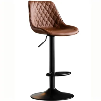 Armless Faux Leather Swivel Adjustable Bar Stools Image - 14