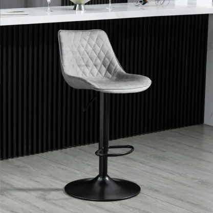 Armless Faux Leather Swivel Adjustable Bar Stools Image - 1