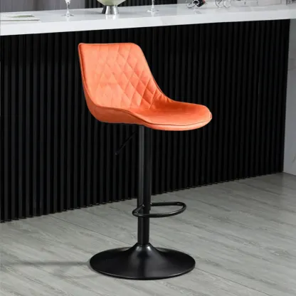 Armless Faux Leather Swivel Adjustable Bar Stools Image - 5