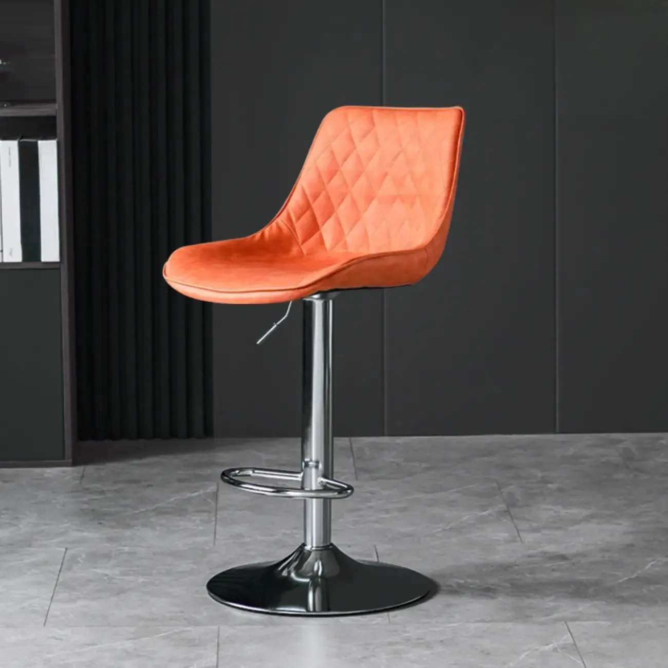 Armless Faux Leather Swivel Adjustable Bar Stools Image - 11