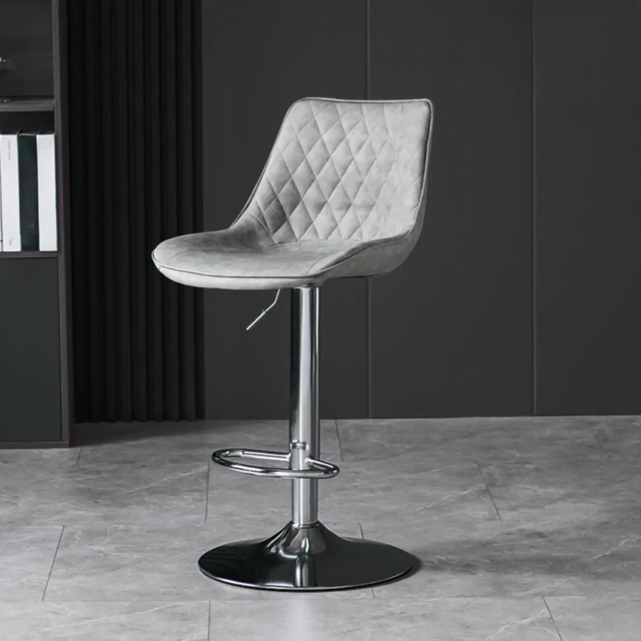 Armless Faux Leather Swivel Adjustable Bar Stools Image - 7 | homeyfad