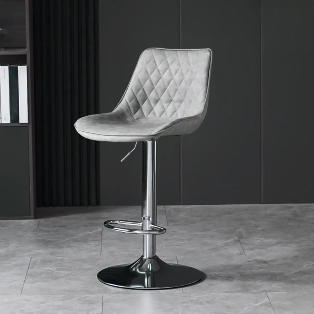 Armless Faux Leather Swivel Adjustable Bar Stools Image - 7