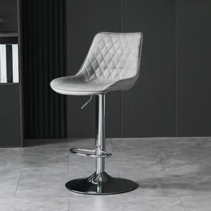 Armless Faux Leather Swivel Adjustable Bar Stools Image - 7