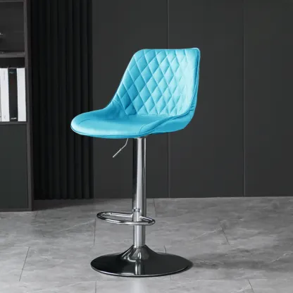 Armless Faux Leather Swivel Adjustable Bar Stools Image - 12