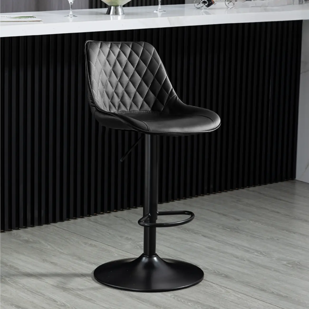 Armless Faux Leather Swivel Adjustable Bar Stools Image - 3 | homeyfad