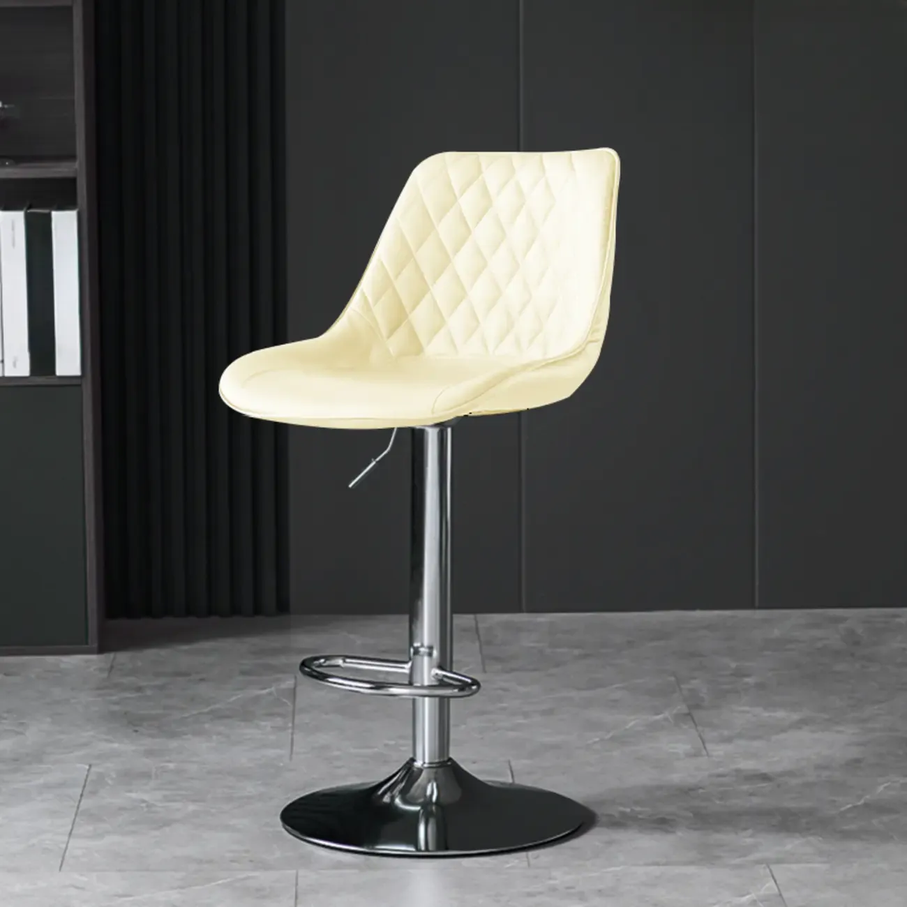 Armless Faux Leather Swivel Adjustable Bar Stools Image - 10