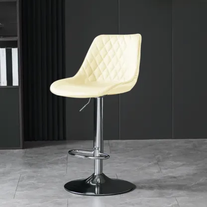 Armless Faux Leather Swivel Adjustable Bar Stools Image - 10