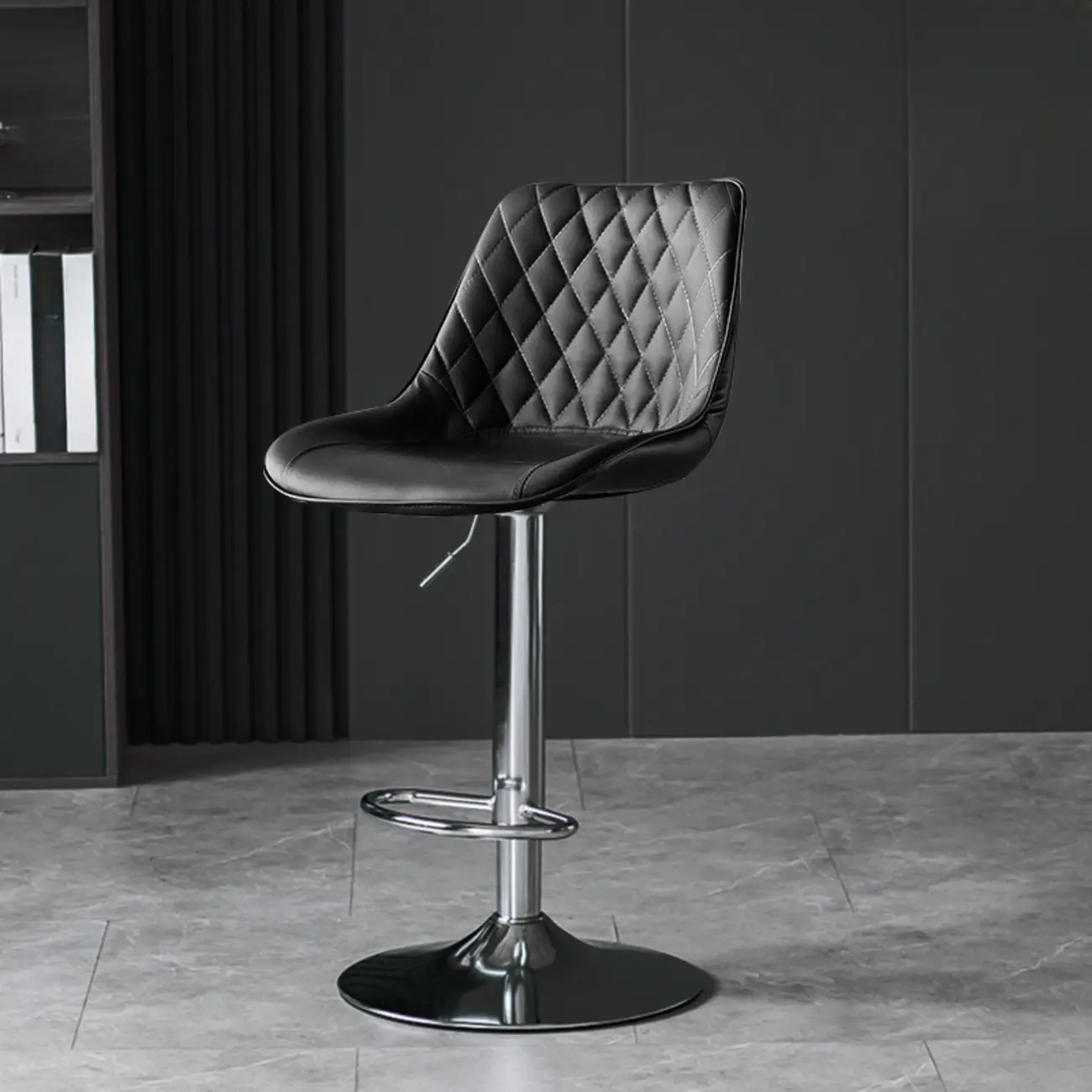Armless Faux Leather Swivel Adjustable Bar Stools Image - 9 | homeyfad