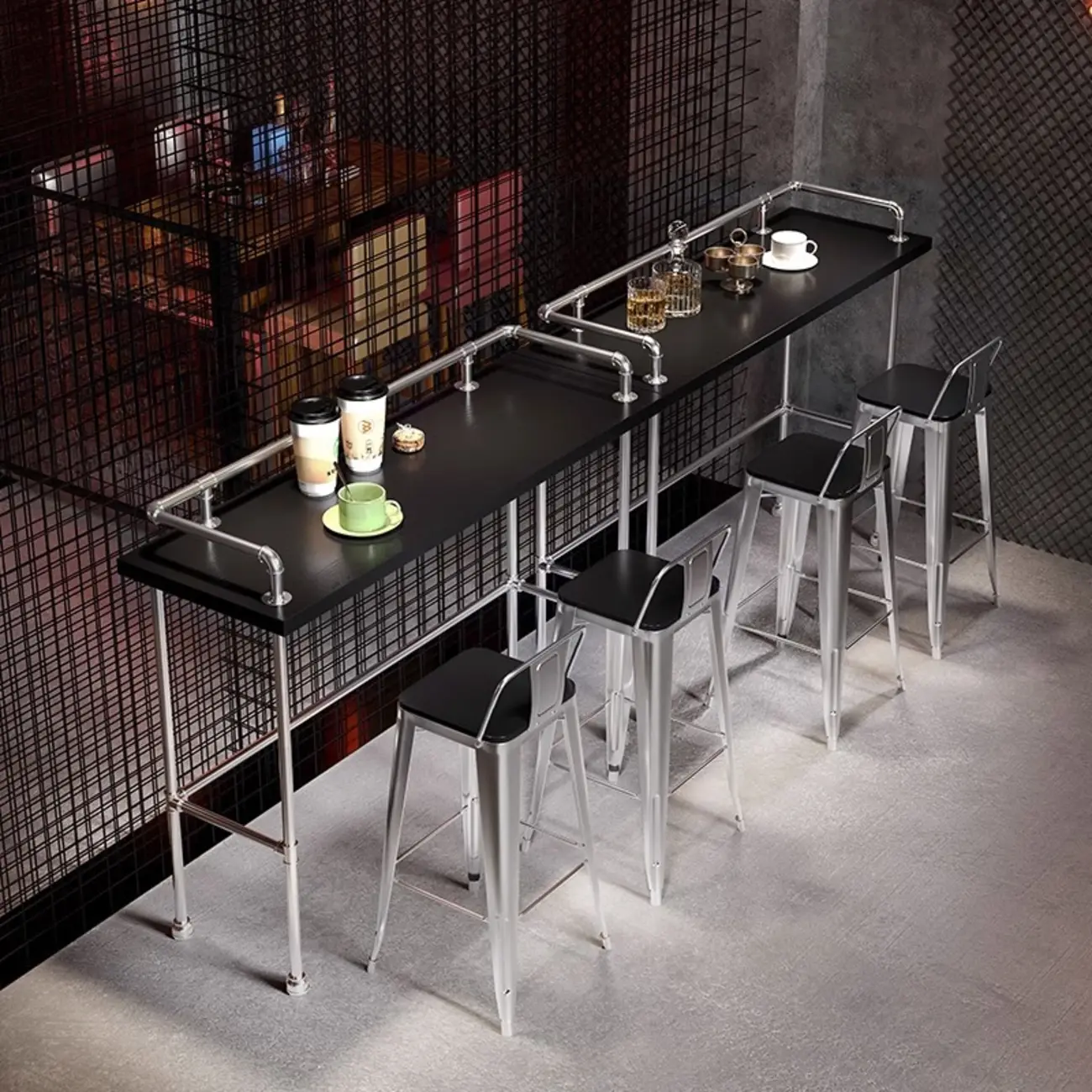 Old School Coal Hardwood Pub Table with Foot Support Image - 1 | homeyfad