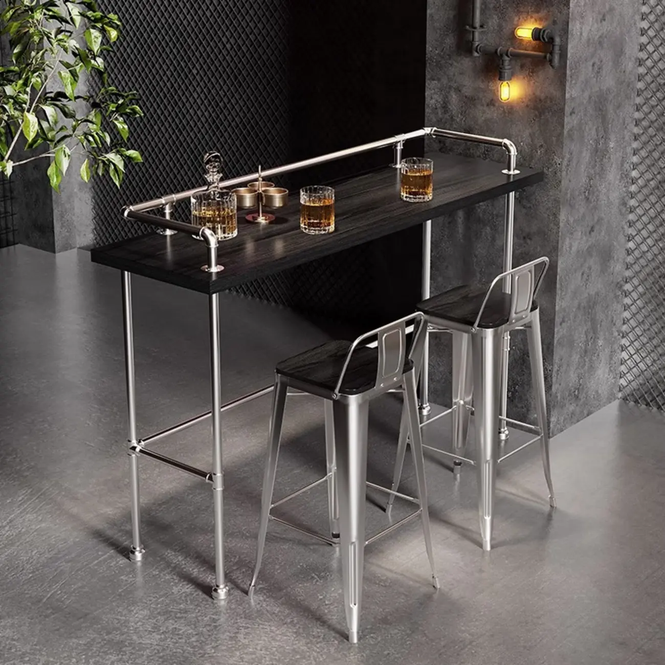 Old School Coal Hardwood Pub Table with Foot Support Image - 2 | homeyfad
